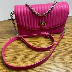 Steve Madden Women's Pink Quilted Crossbody Bag with Chain Strap